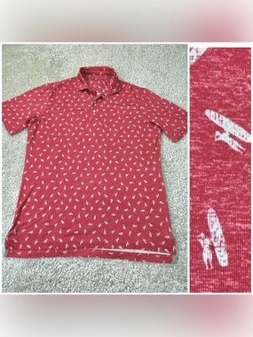 Johnnie-O All Over Print Red Surfer Surfboard Beach Vacation Medium